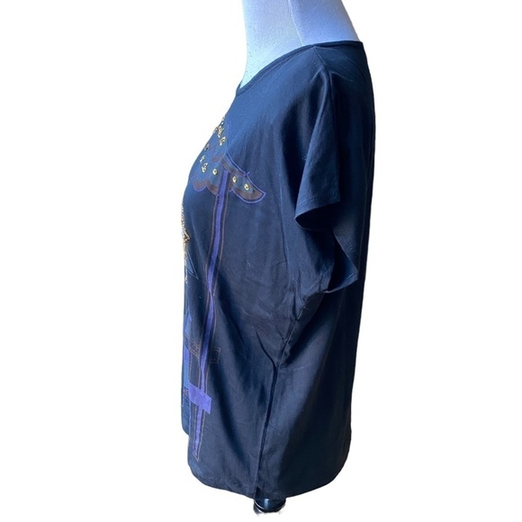 Vintage Shruchrzen Women’s Black Top with Fancy Rhinestone and Faux Pearl Accent - Picture 5 of 12